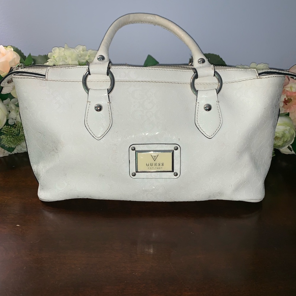 GUESS white handbag